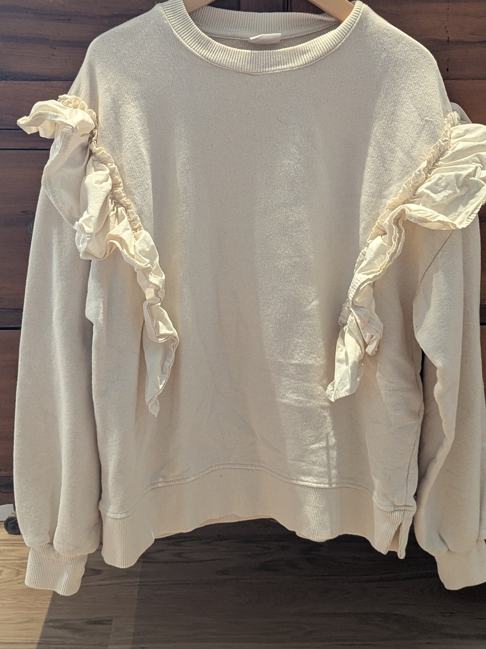 Zara Girls Cream Ruffle-Trim Sweatshirt